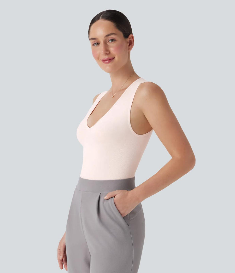 HALARA OneForm Seamless V Neck Sleeveless Shapewear Bodysuit-Easy Peezy Size M