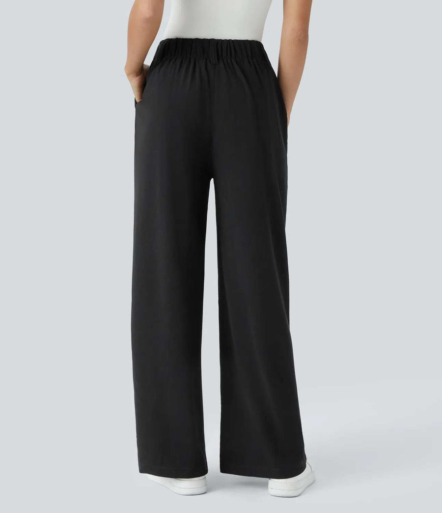 HALARA High Waisted Pocket Wide Leg Waffle Work Pants Size L