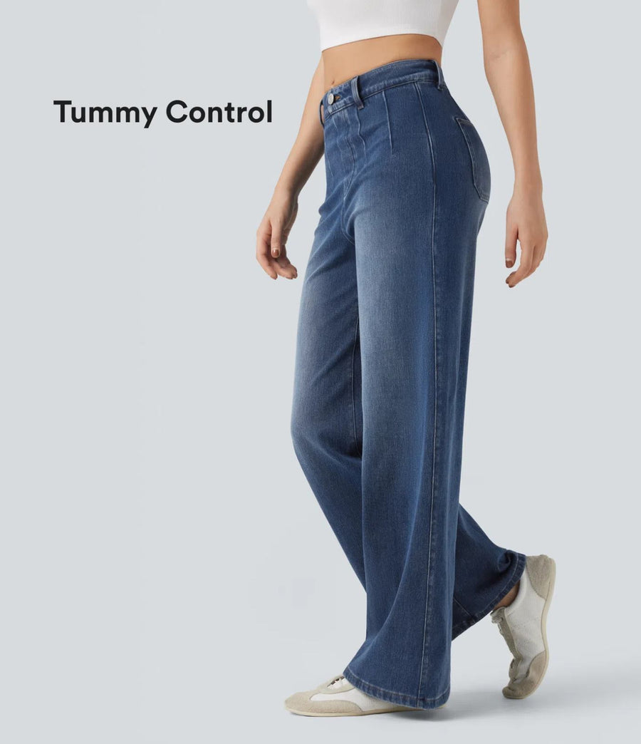 HALARA High Waisted Tummy Control Wide Leg Jeans with Pockets- Size L Tall