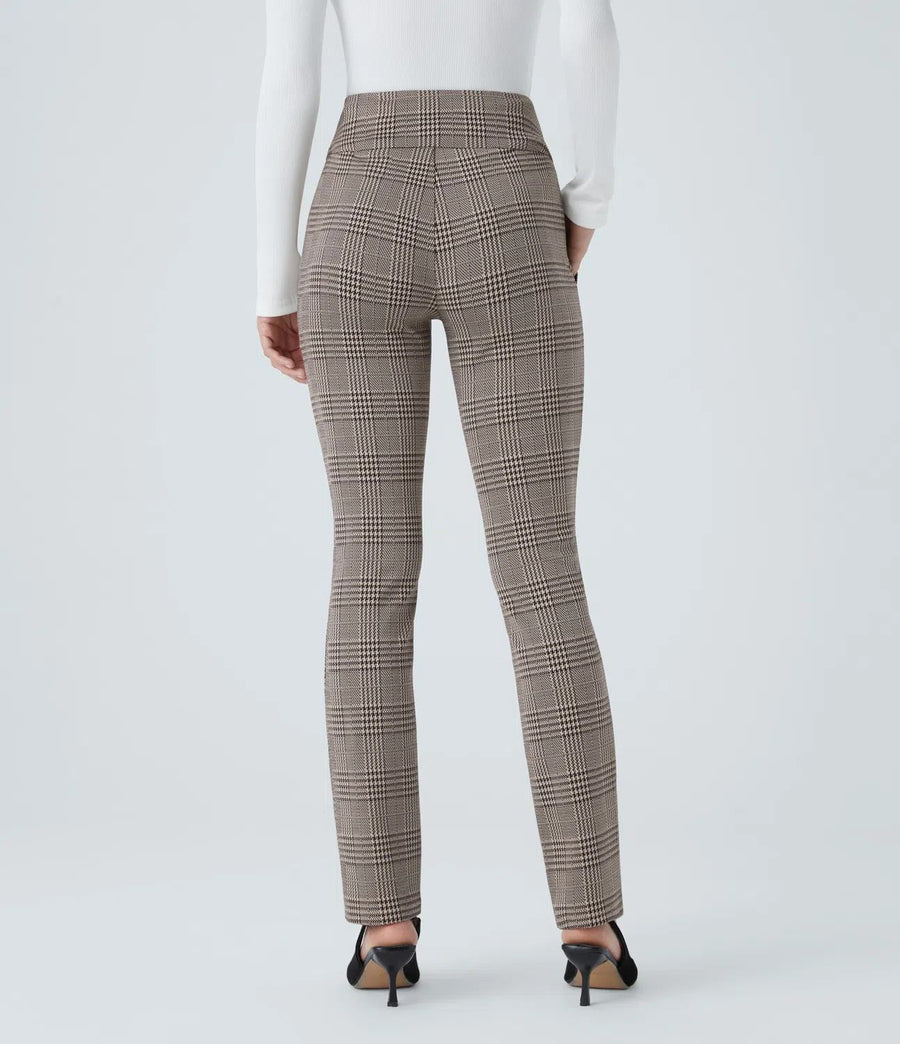 HALARA High Waisted Houndstooth Plaid Skinny Work Pants with Pockets Size S
