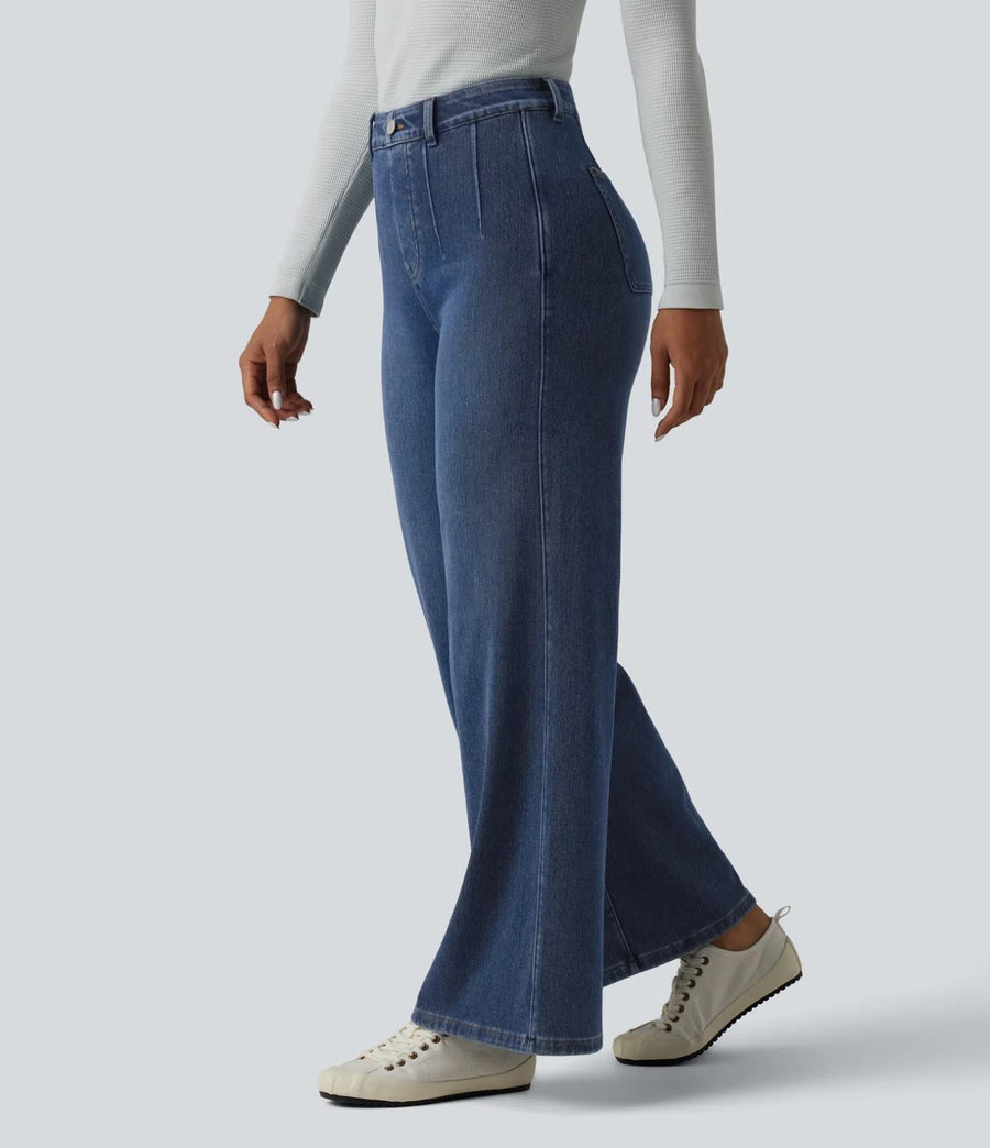 HALARA Curvy High Waisted Tummy Control Wide Leg Jeans with Pockets Size XL Reg