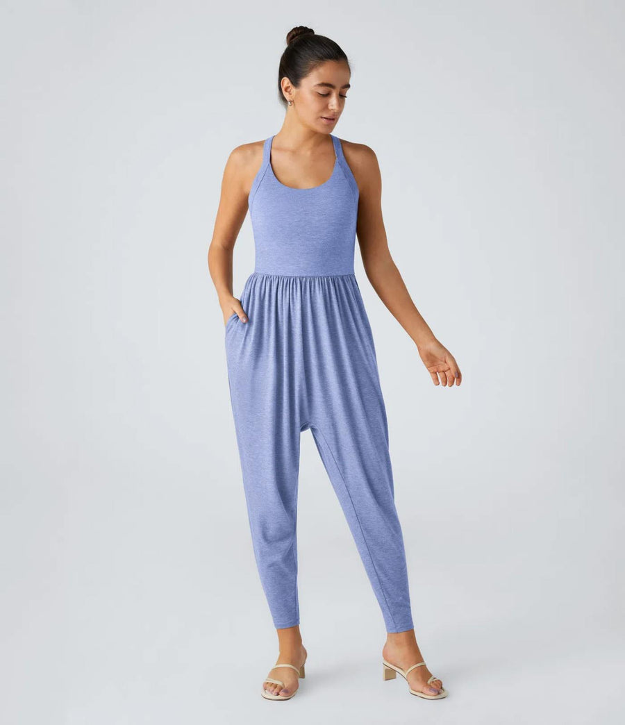 HALARA U Neck Pocket Harem Casual Jumpsuit-Easy Peezy Edition Size XL