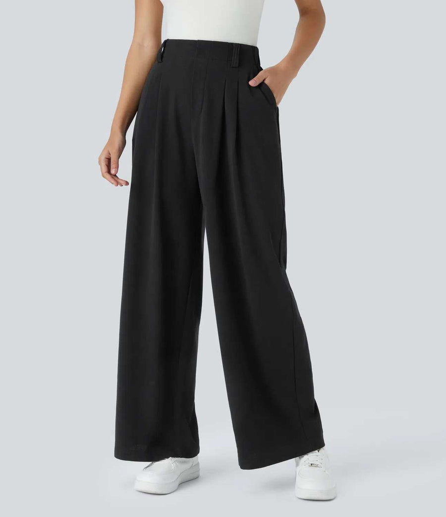 HALARA High Waisted Pocket Wide Leg Waffle Work Pants Size L