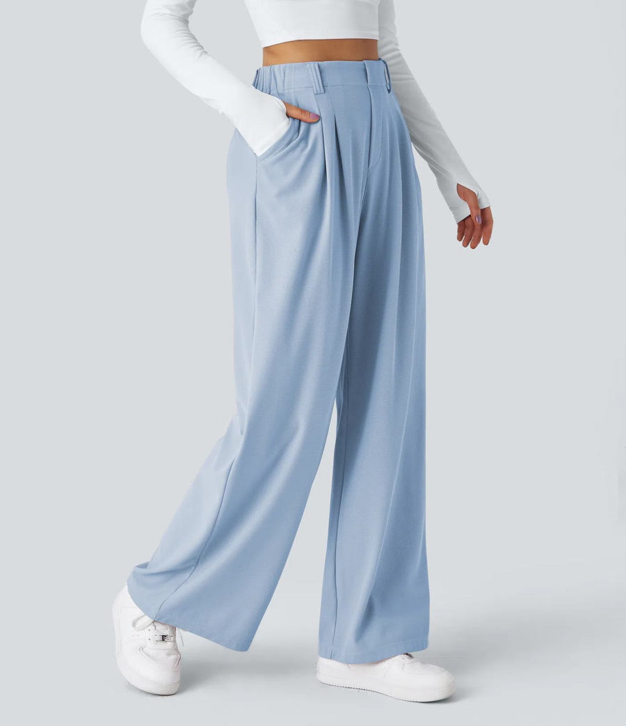 HALARA High Waisted Pocket Wide Leg Waffle Work Pants Size L