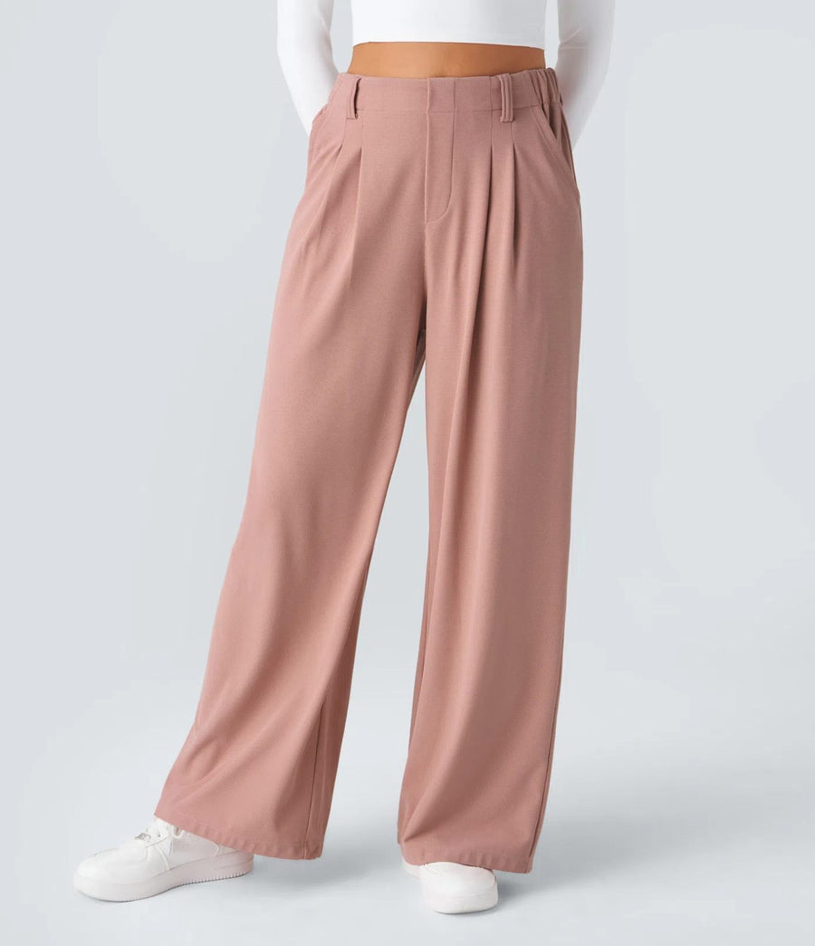 HALARA High Waisted Pocket Wide Leg Waffle Work Pants Size M Petite