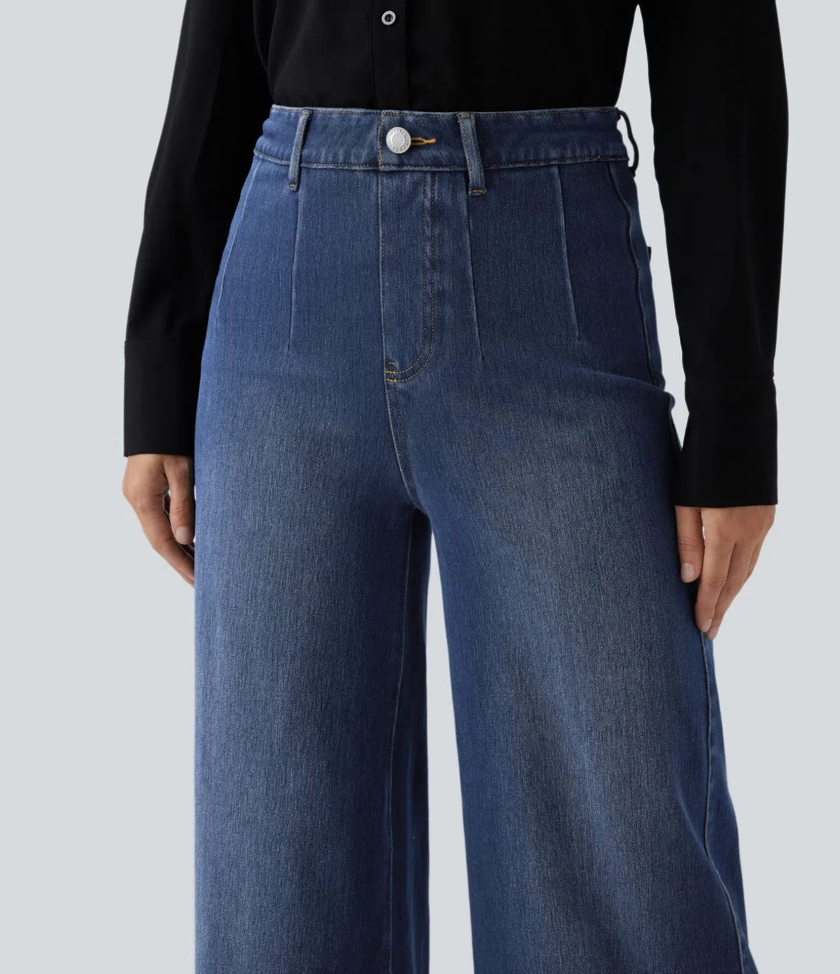 Halara Flex High Waisted Tummy Control Wide Leg Casual Jeans Size M Reg