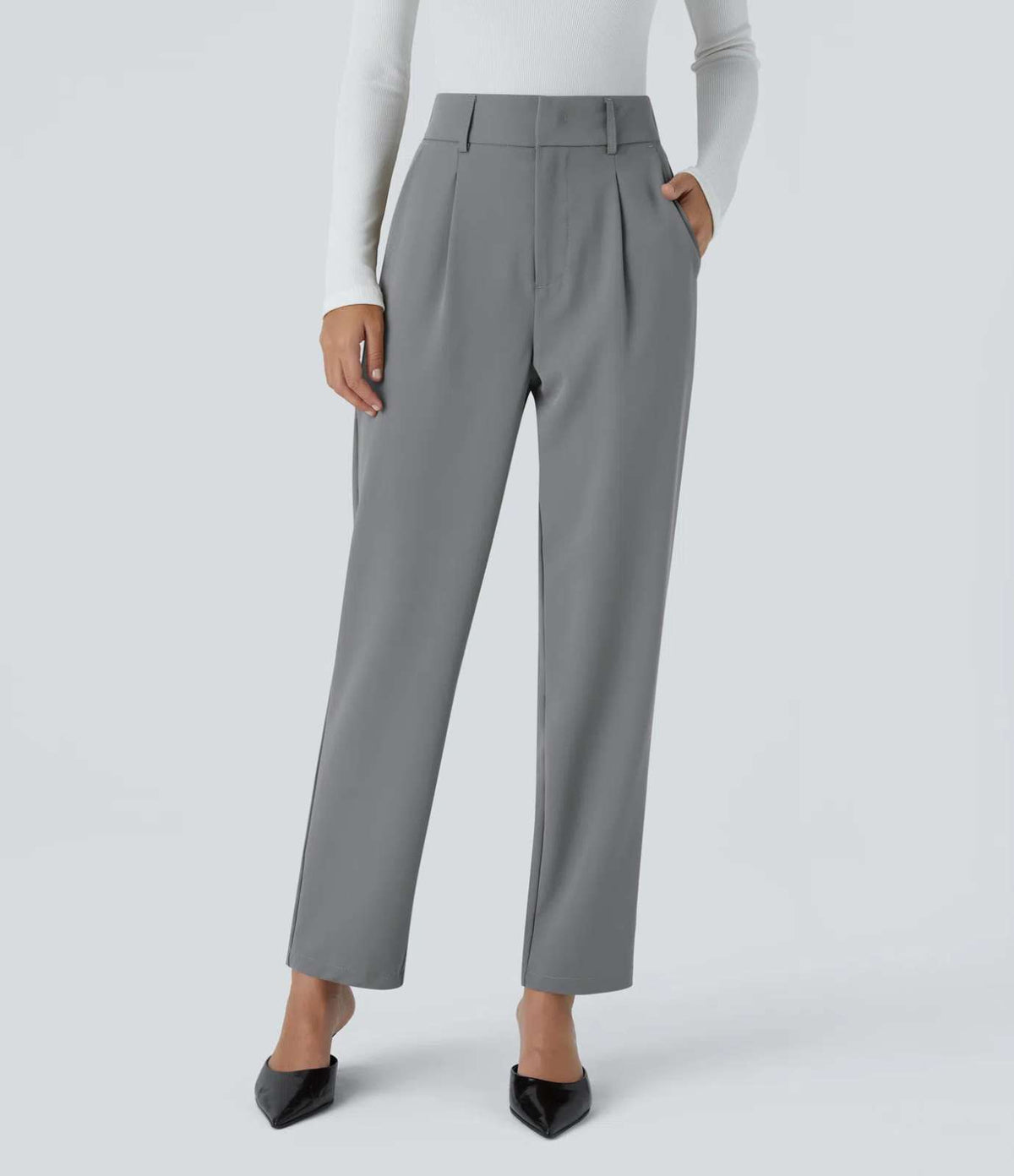 HALARA High Waisted Pocket Solid Work Tapered Pants Size S Reg