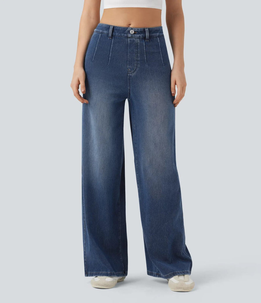 HALARA High Waisted Tummy Control Wide Leg Jeans with Pockets- Size L Tall