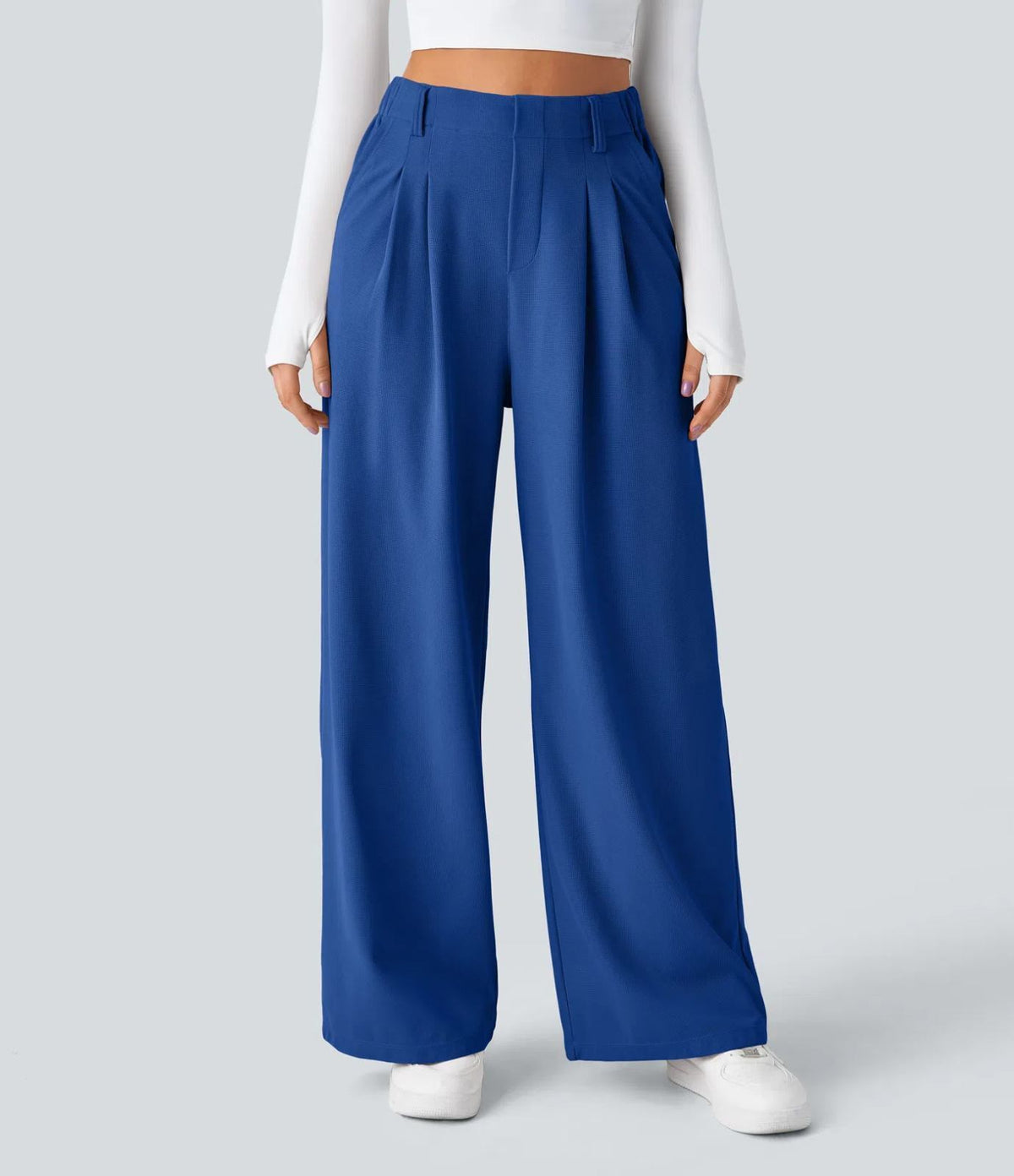 HALARA High Waisted Pocket Wide Leg Waffle Work Pants Size M