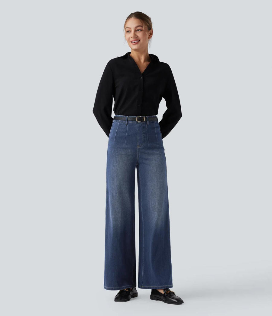 Halara Flex High Waisted Tummy Control Wide Leg Casual Jeans Size M Reg
