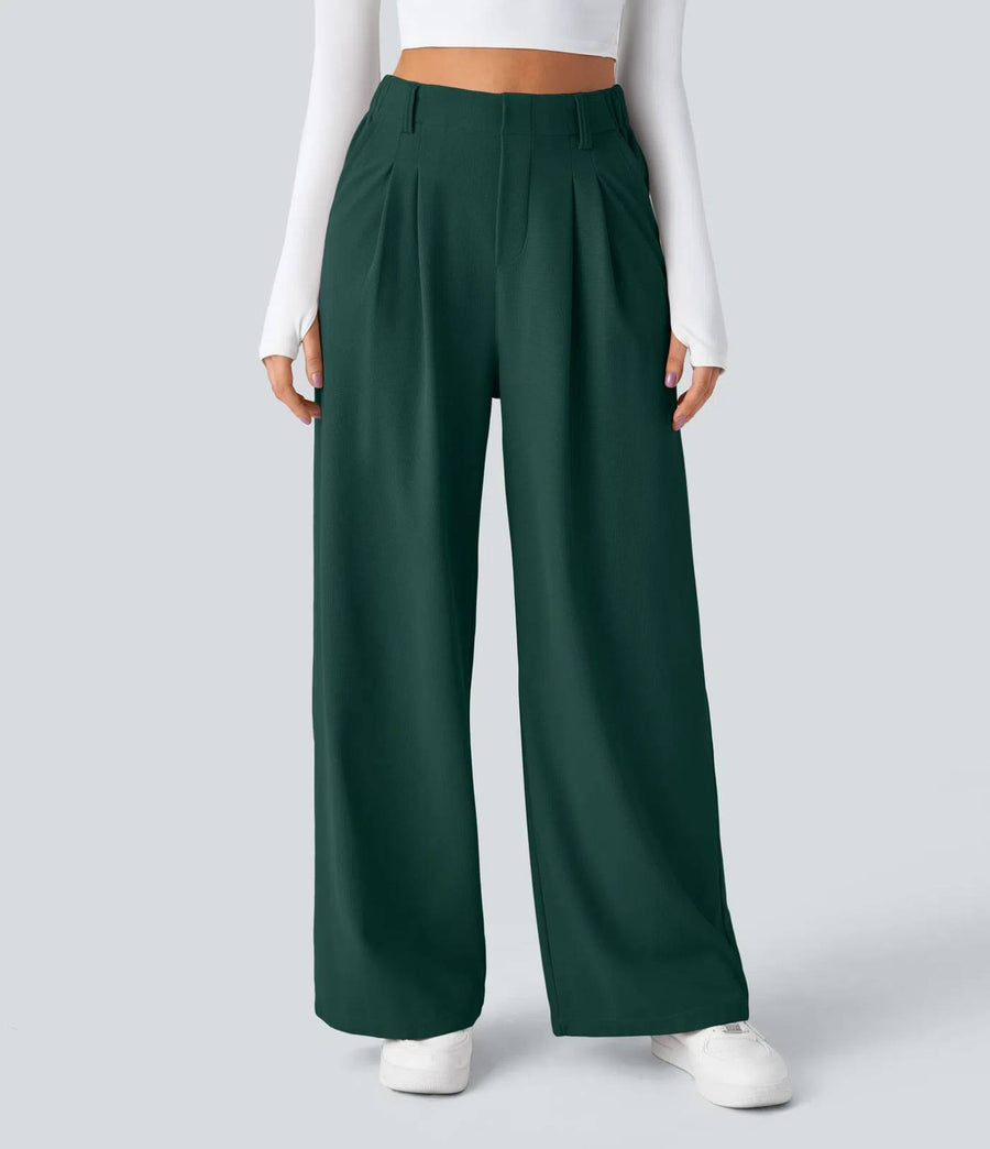 HALARA High Waisted Pocket Wide Leg Waffle Work Pants Size L
