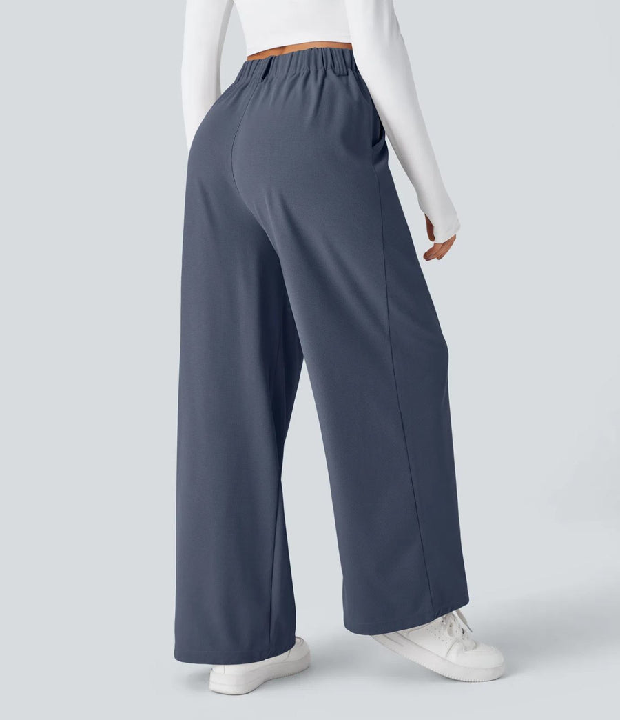 HALARA High Waisted Pocket Wide Leg Waffle Work Pants Size M Petite