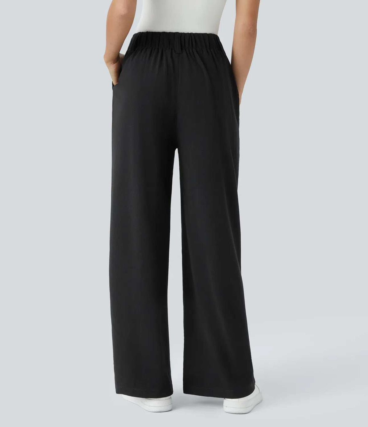 HALARA High Waisted Pocket Wide Leg Waffle Work Pants Size M Petite
