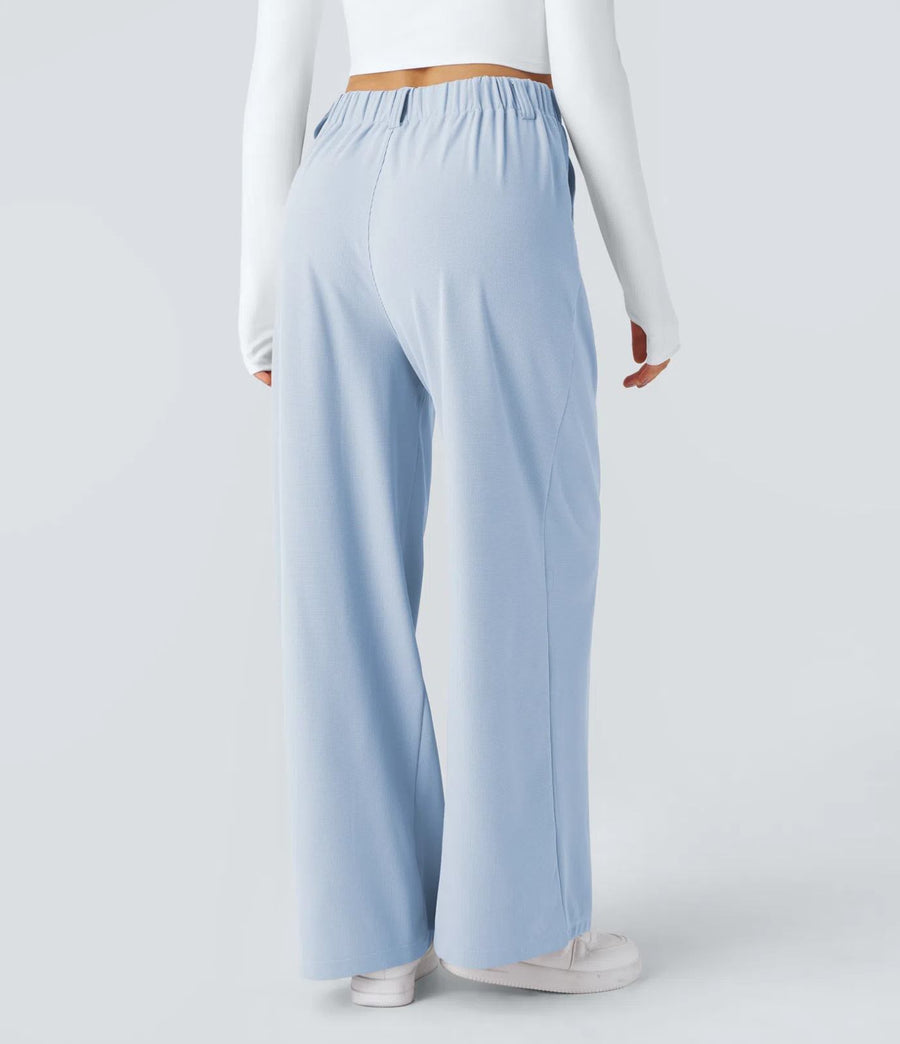 HALARA High Waisted Pocket Wide Leg Waffle Work Pants Size L