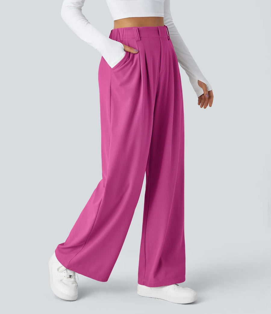 HALARA High Waisted Pocket Wide Leg Waffle Work Pants Size L