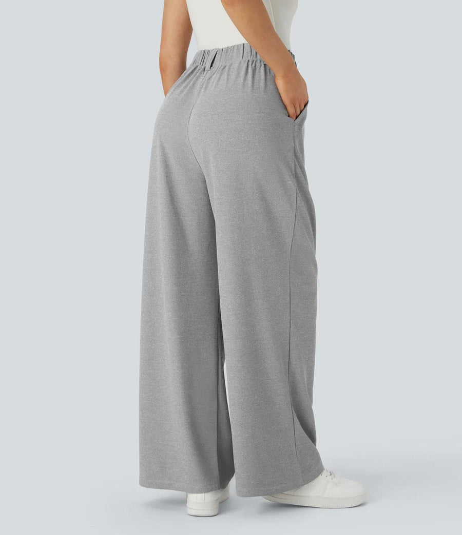 HALARA High Waisted Pocket Wide Leg Waffle Work Pants Size L Petite