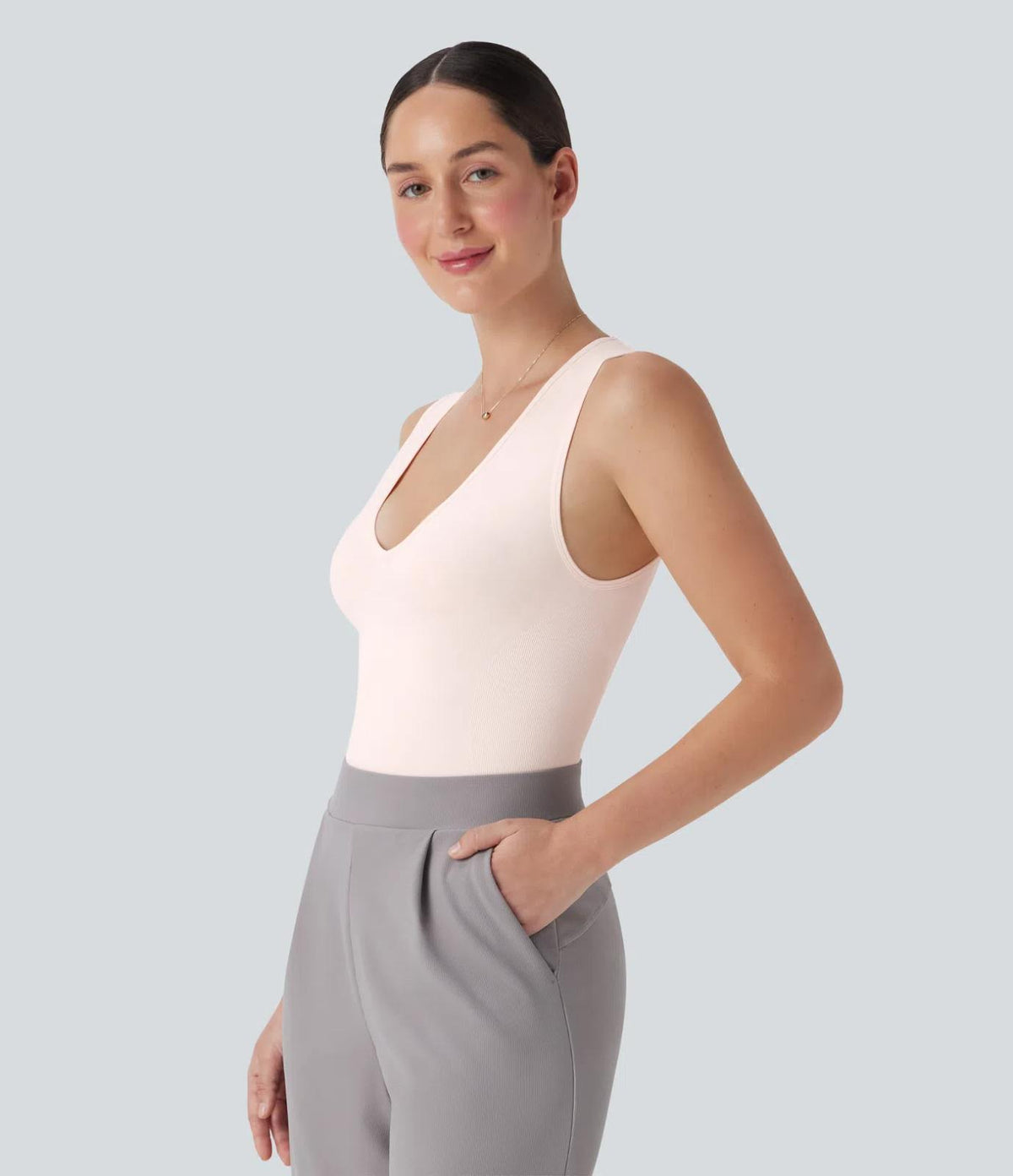 HALARA Flow V Neck Sleeveless Work Shapewear Bodysuit-Easy Peezy Edition Size L
