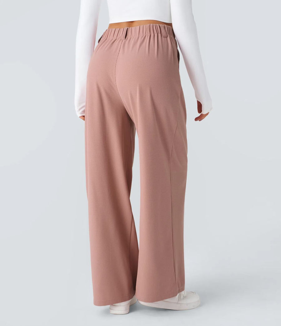 HALARA High Waisted Pocket Wide Leg Waffle Work Pants Size L
