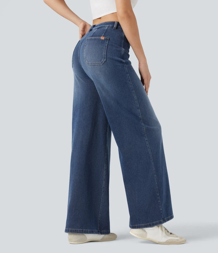 HALARA High Waisted Tummy Control Wide Leg Jeans with Pockets- Size L Tall
