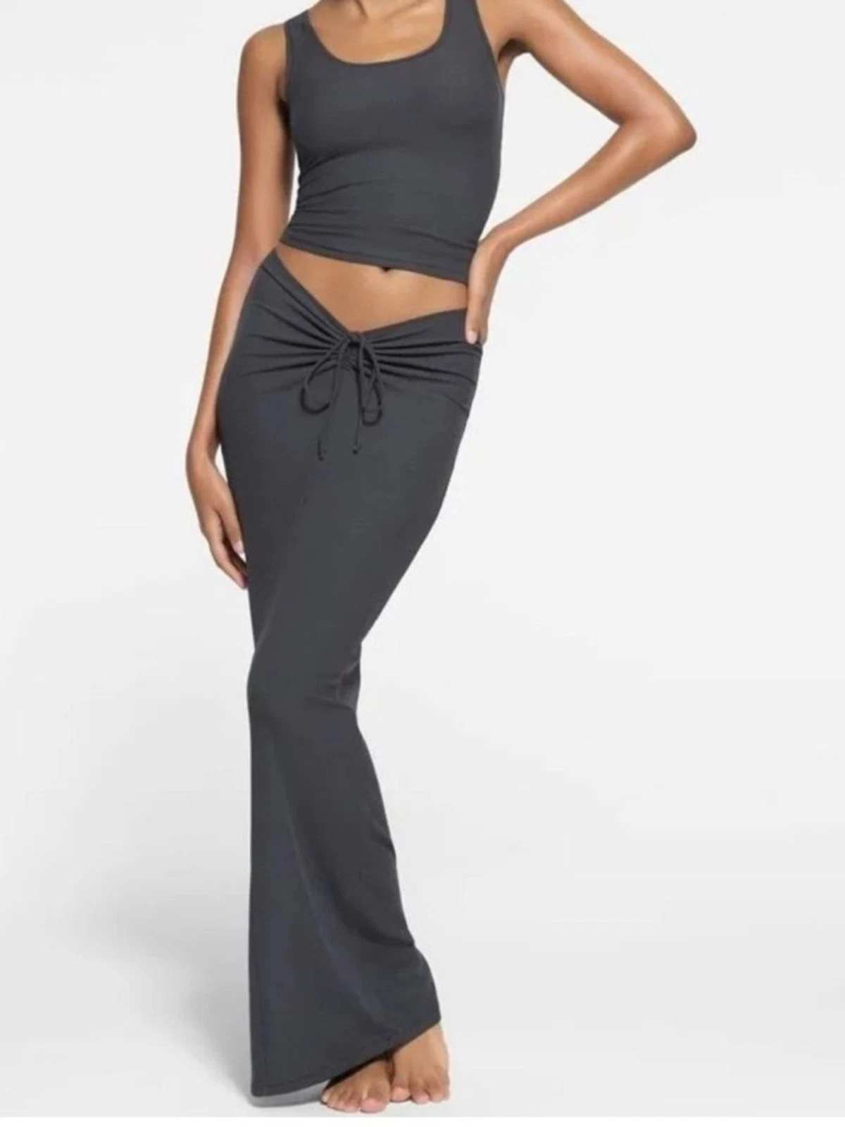 SKIMS NWT Soft Lounge Rib Skirt Graphite Grey Size XL