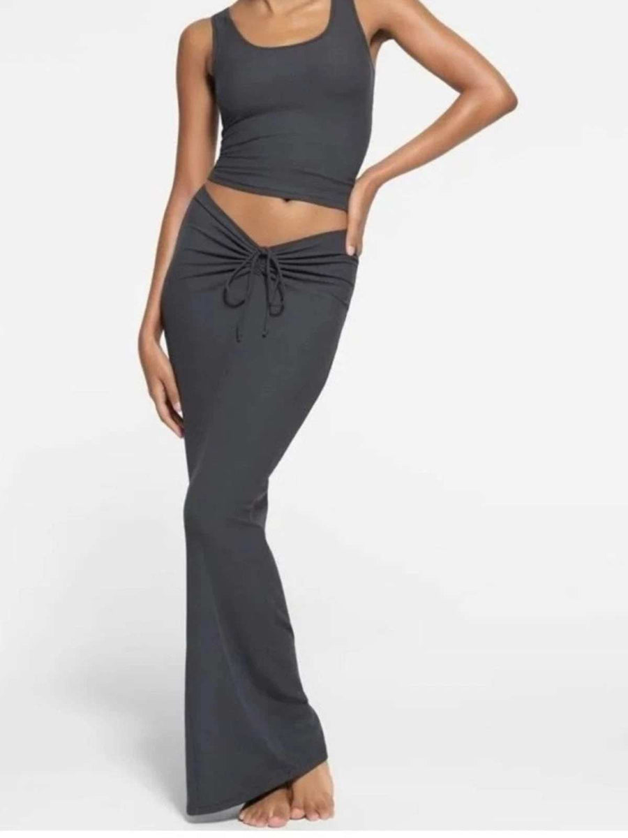 SKIMS NWT Soft Lounge Rib Skirt Graphite Grey Size XL