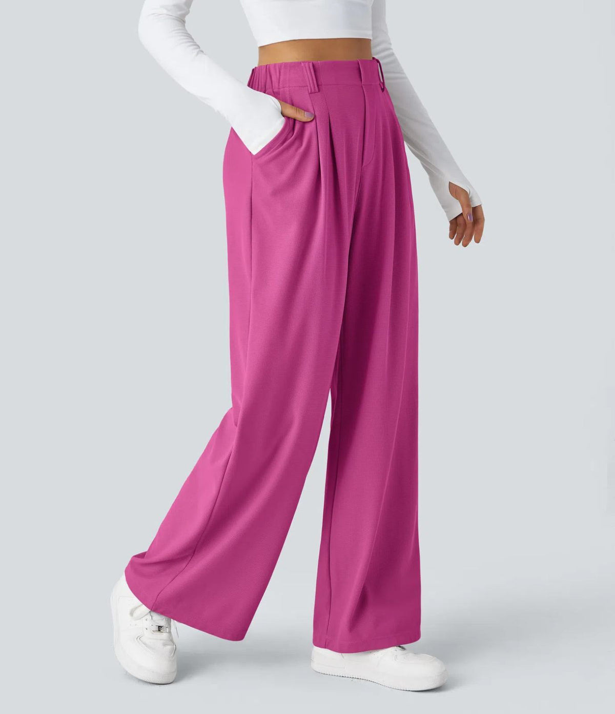 HALARA High Waisted Pocket Wide Leg Waffle Work Pants Size XL