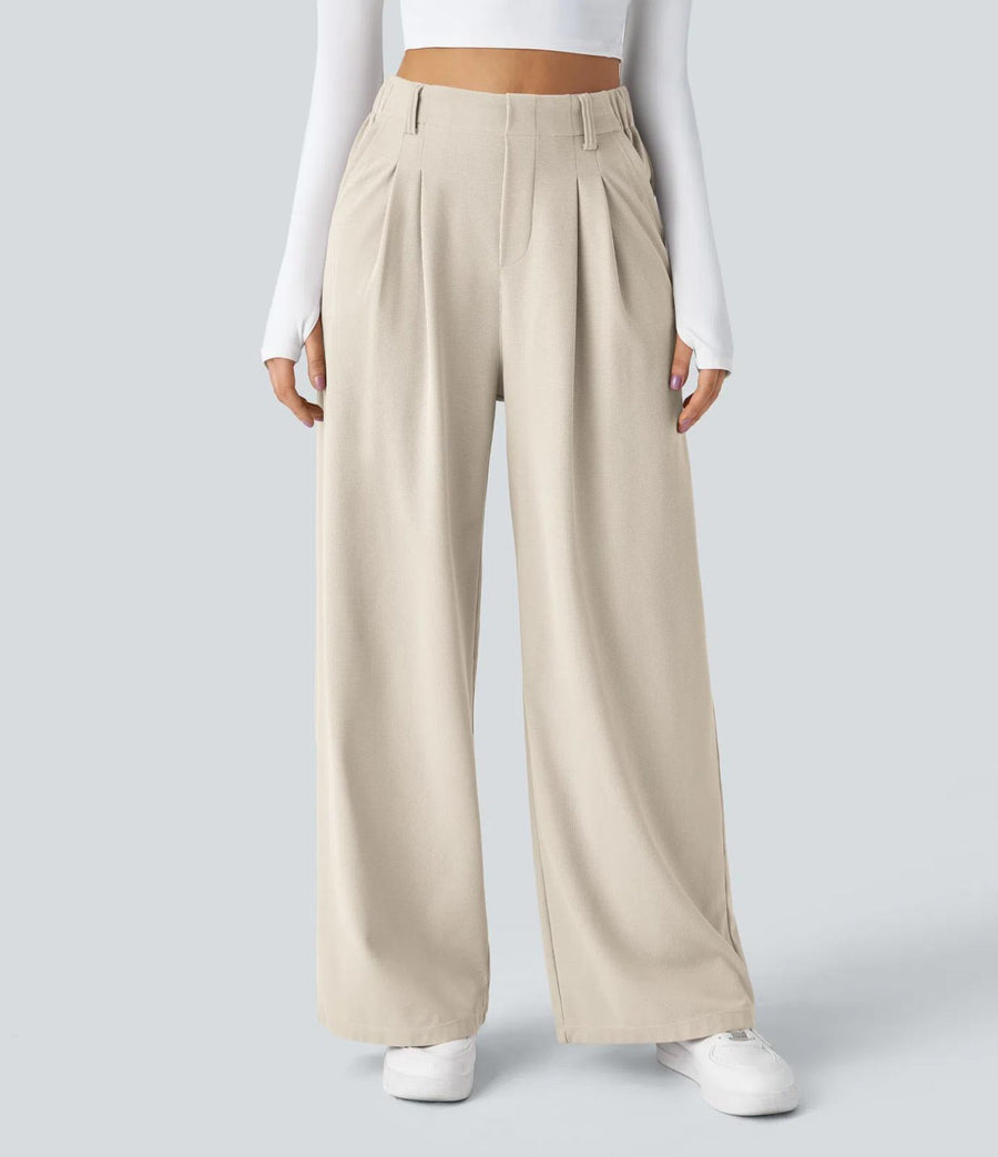 HALARA High Waisted Pocket Wide Leg Waffle Work Pants Size S Reg