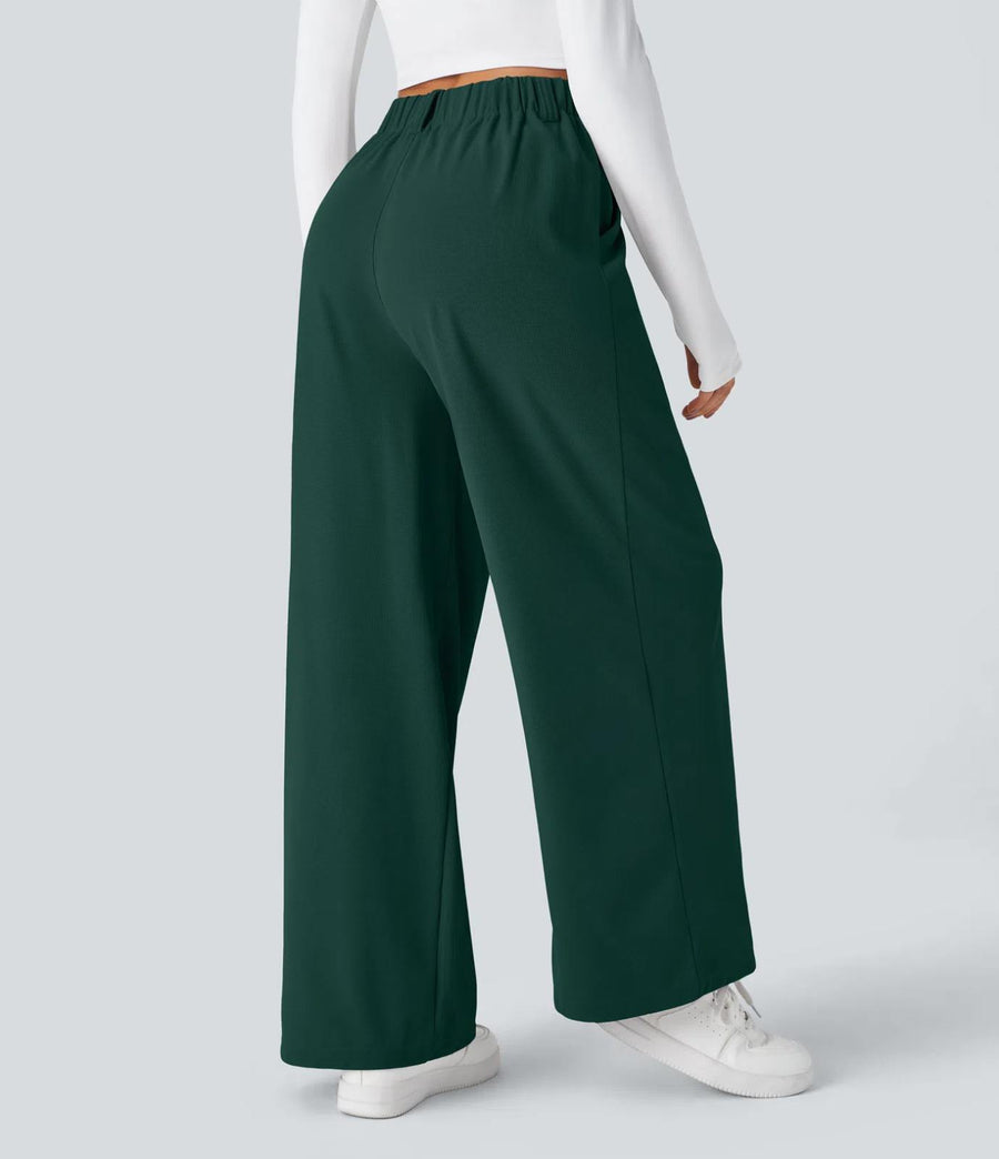 HALARA High Waisted Pocket Wide Leg Waffle Work Pants Size L