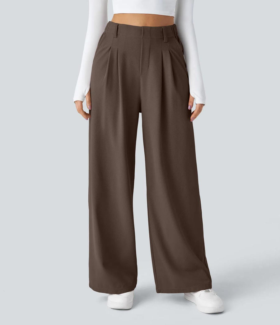 HALARA High Waisted Pocket Wide Leg Waffle Work Pants Size M Reg