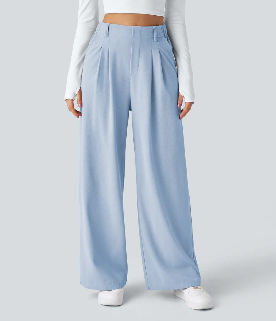 HALARA High Waisted Pocket Wide Leg Waffle Work Pants Size L