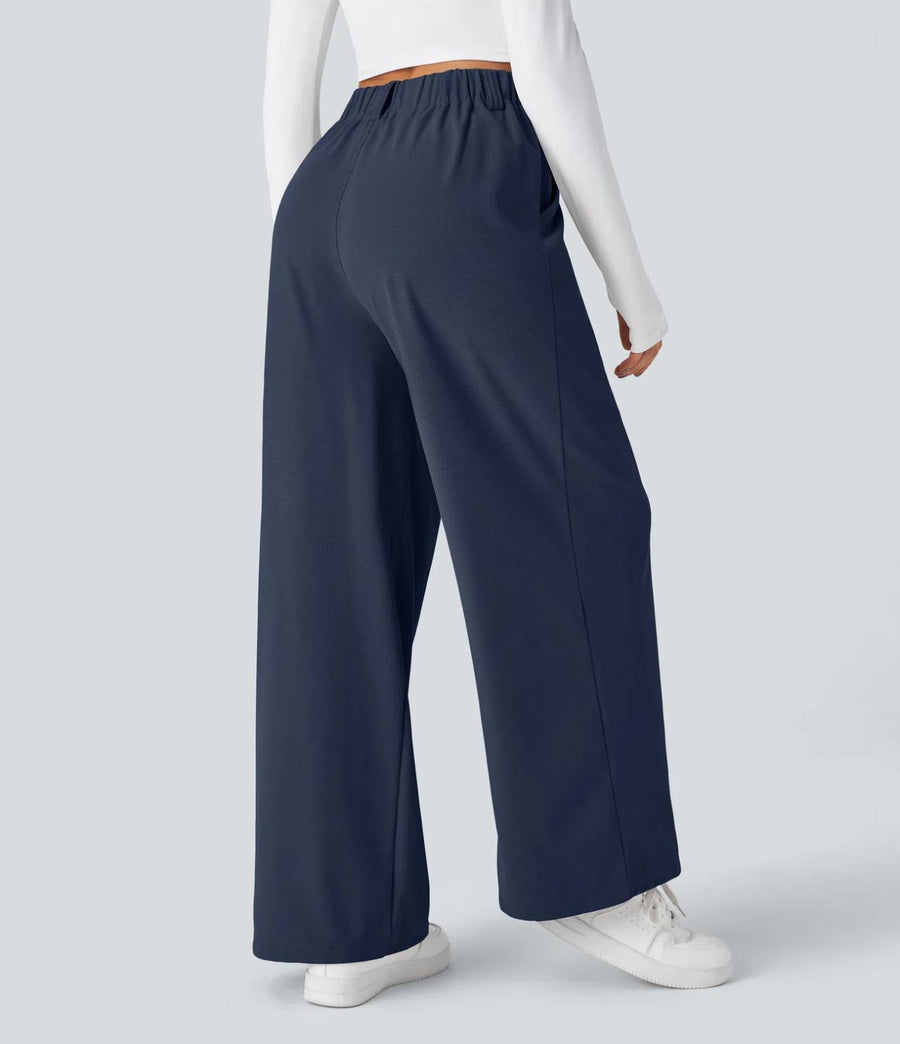 HALARA High Waisted Pocket Wide Leg Waffle Work Pants Size L