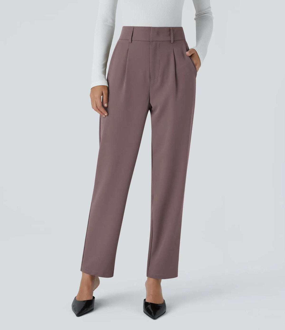 HALARA High Waisted Pocket Solid Work Tapered Pants Size XL Petite