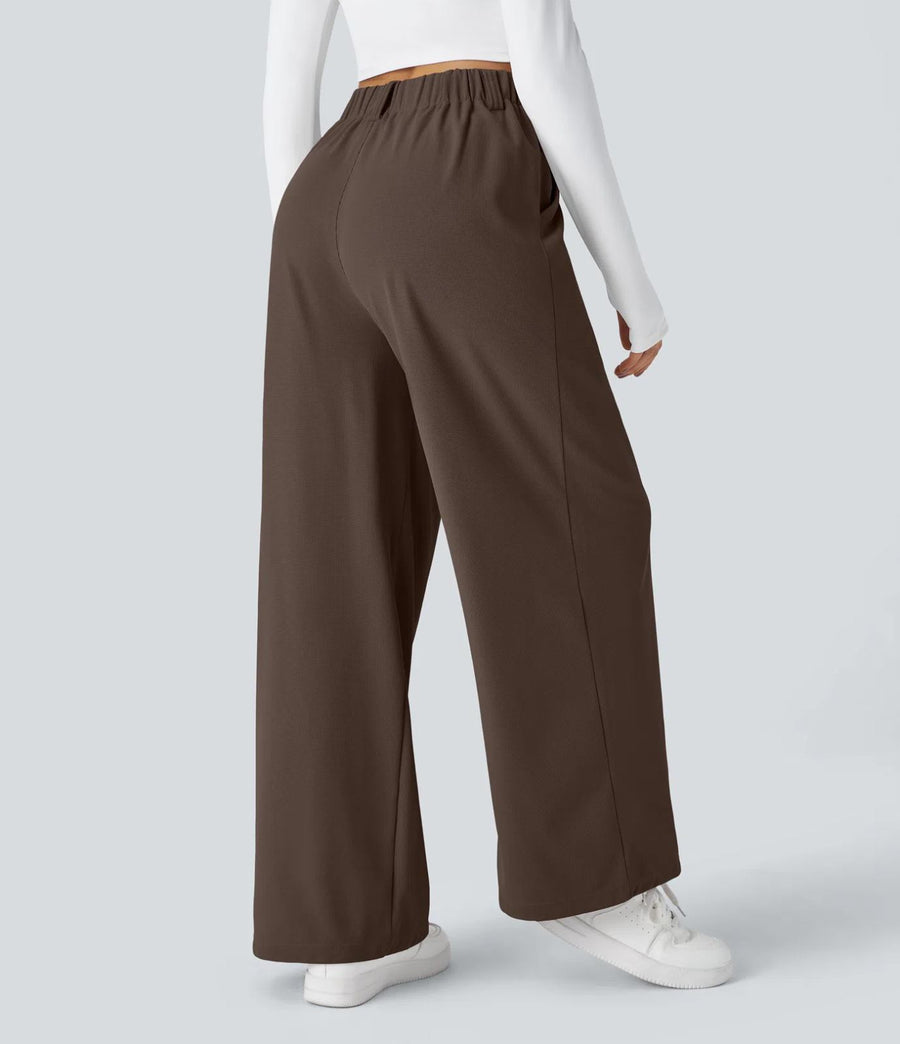 HALARA High Waisted Pocket Wide Leg Waffle Work Pants Size M Reg