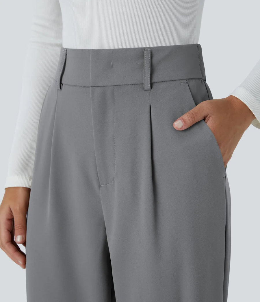 HALARA High Waisted Pocket Solid Work Tapered Pants Size S Reg