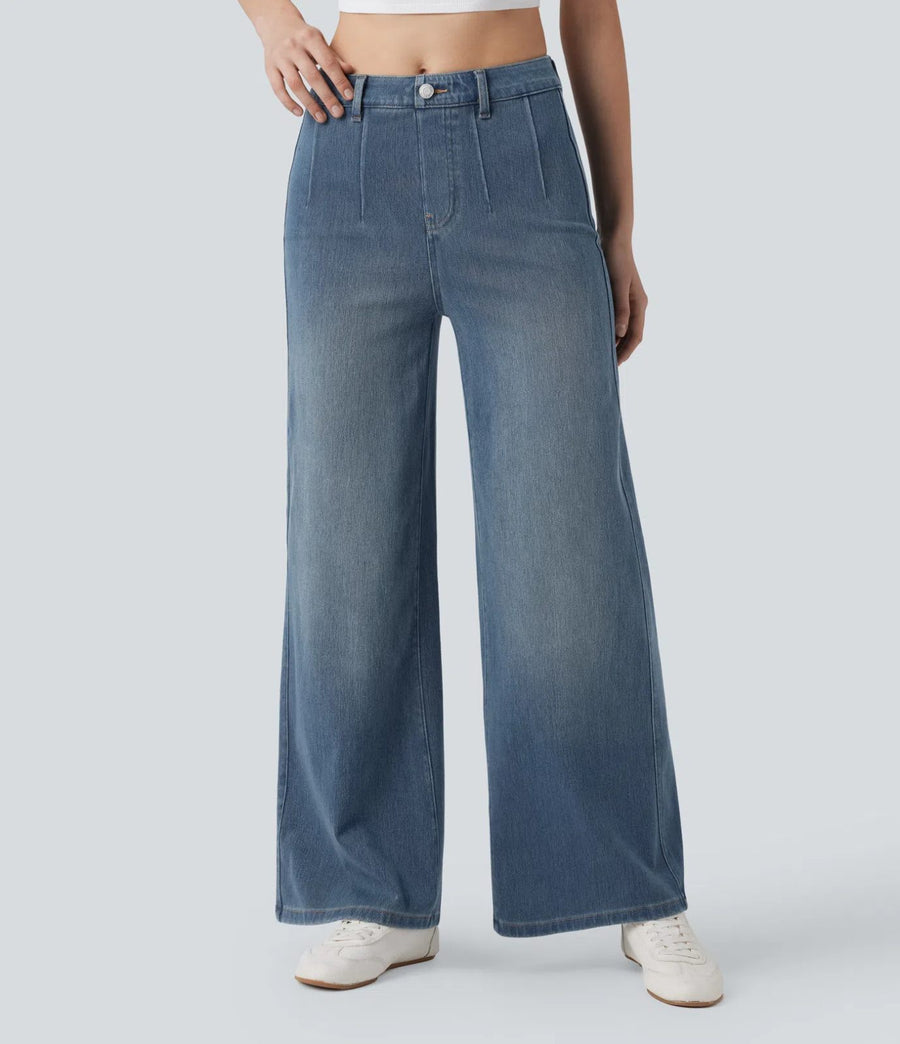 HALARA High Waisted Tummy Control Wide Leg Jeans with Pockets- Size S Reg