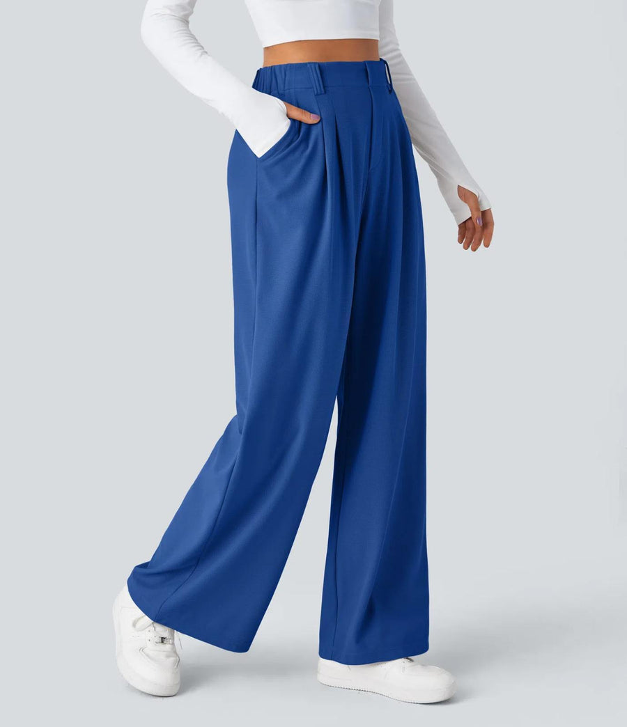 HALARA High Waisted Pocket Wide Leg Waffle Work Pants Size M