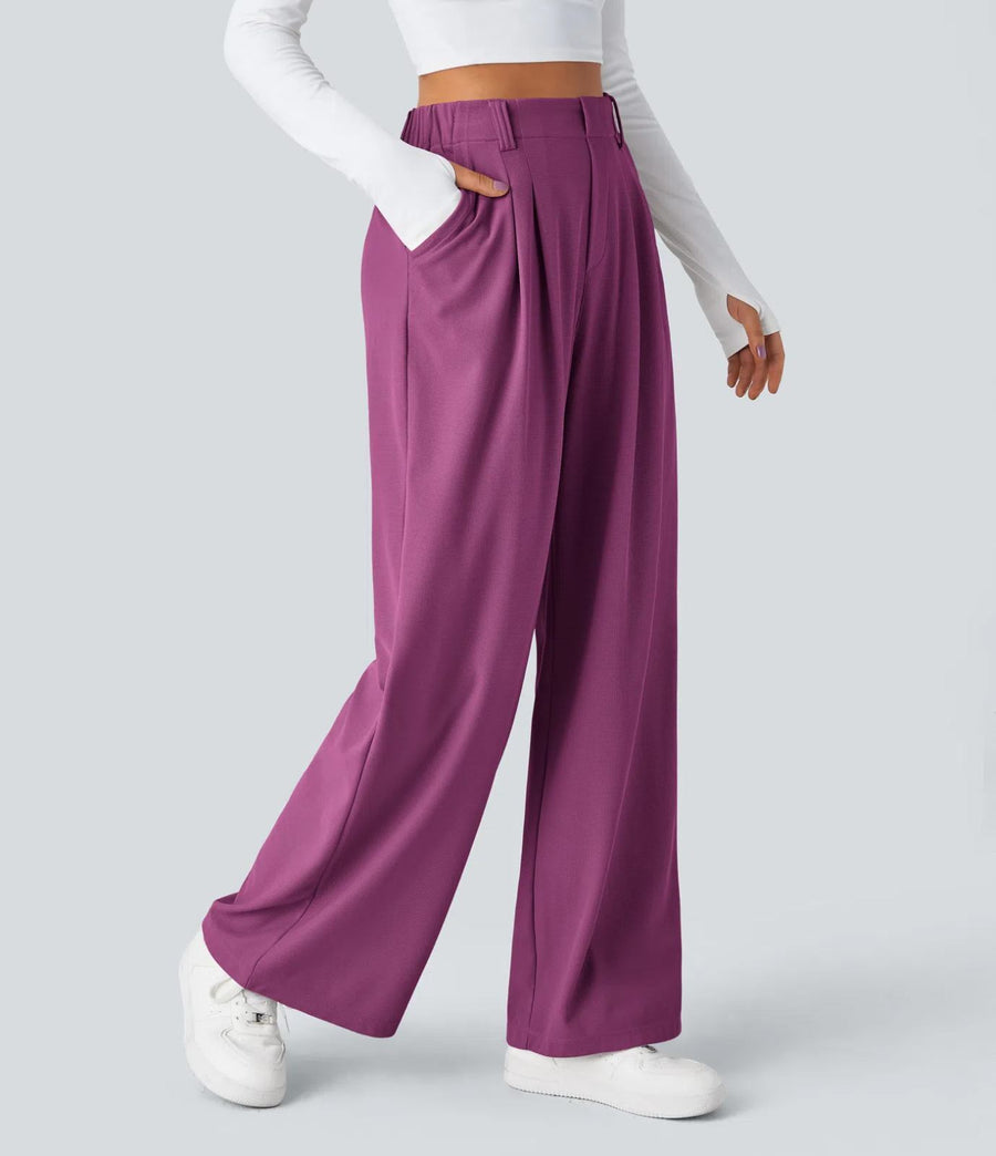 HALARA High Waisted Pocket Wide Leg Waffle Work Pants Size XL