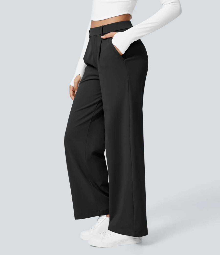 HALARA DayStretch High Waisted Pocket Straight Leg Work Pants Size M Petite