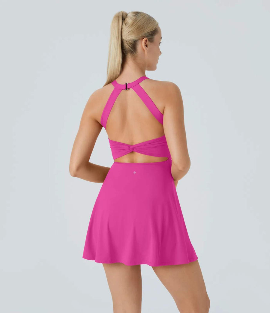 HALARA Airy Backless Twisted Flare Low Support Dance Active Easy Peezy Size M