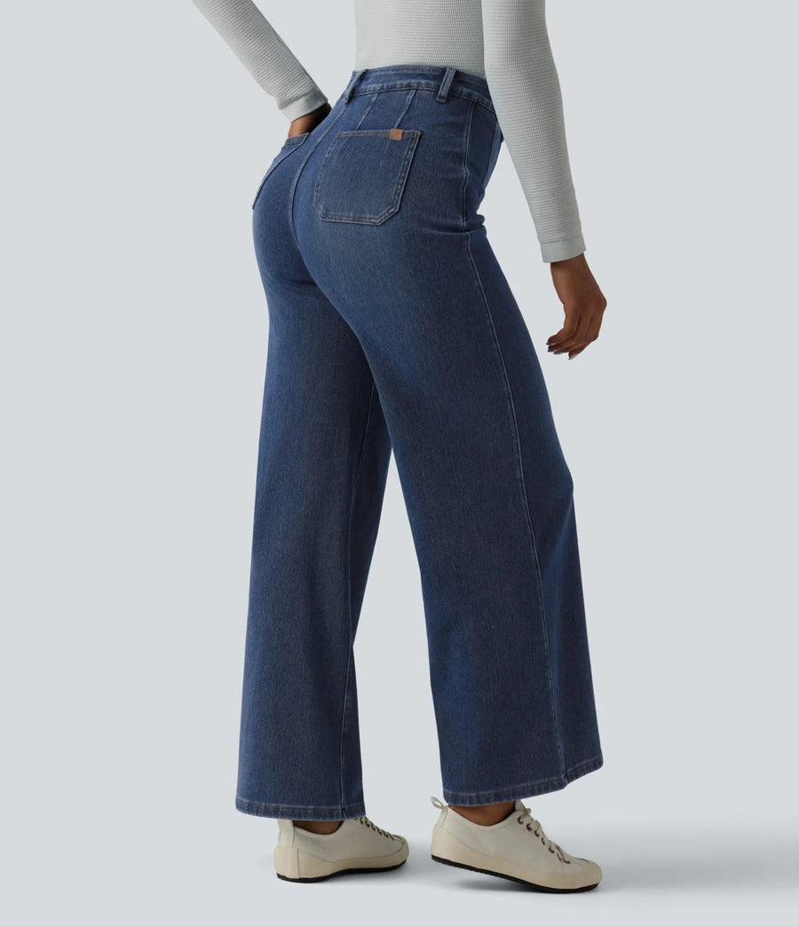 HALARA Curvy High Waisted Tummy Control Wide Leg Jeans with Pockets Size XL Reg