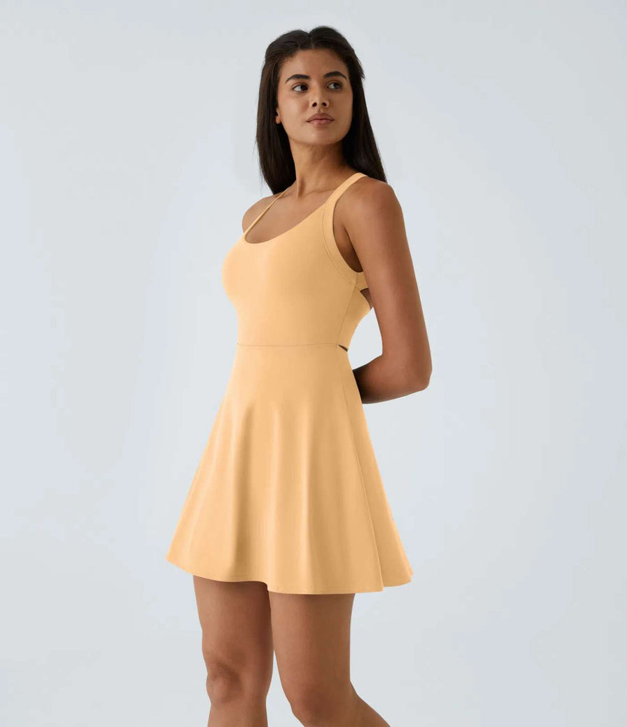 HALARA Airy Backless Twisted Flare Low Support Active Dress-Easy Peezy Size M