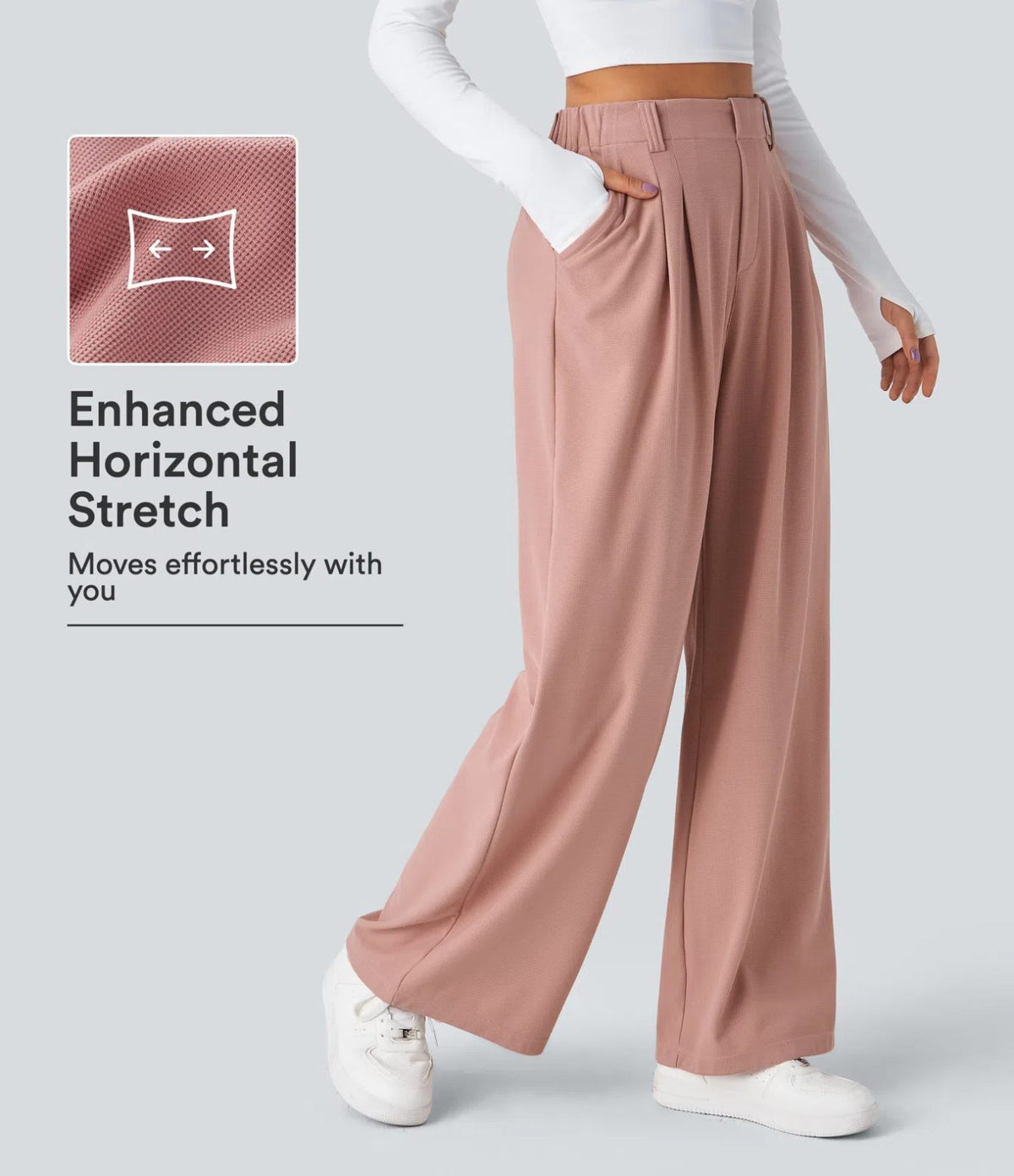 HALARA High Waisted Pocket Wide Leg Waffle Work Pants Size XL