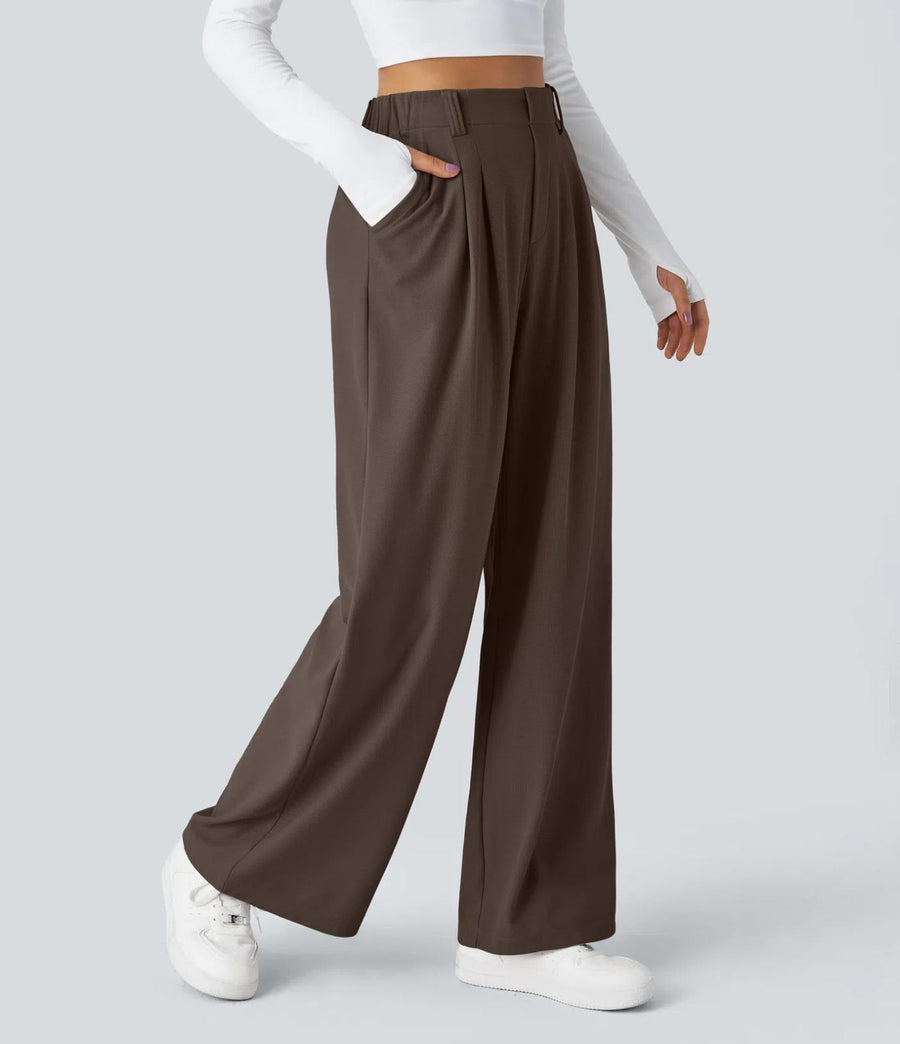 HALARA High Waisted Pocket Wide Leg Waffle Work Pants Size L Reg