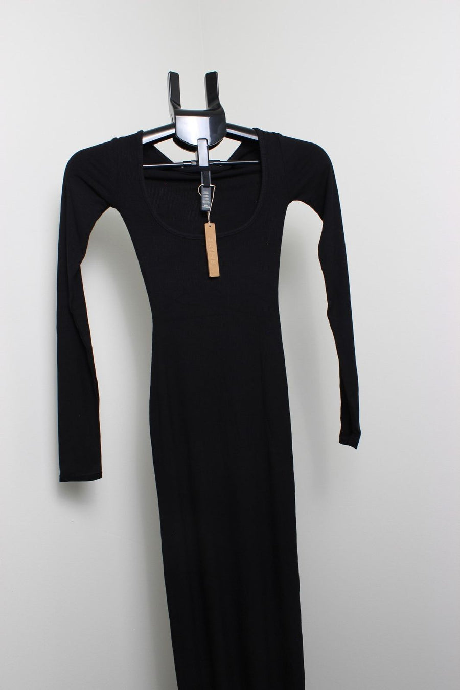 SKIMS NWT Long Sleeve Ribbed Dress Onyx Size XXS